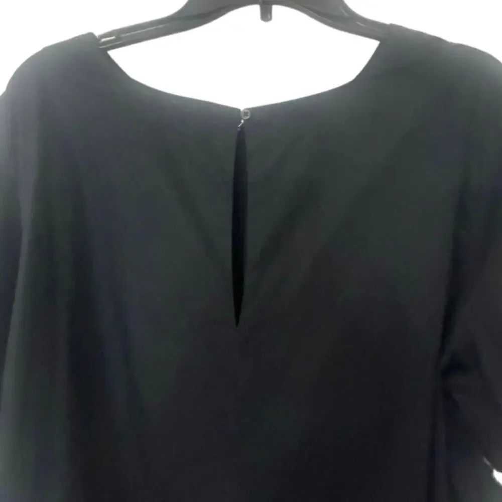 BANANA REPUBLIC FACTORY Black 100% Cotton Embroidered Puff Sleeve Mini Dress XL